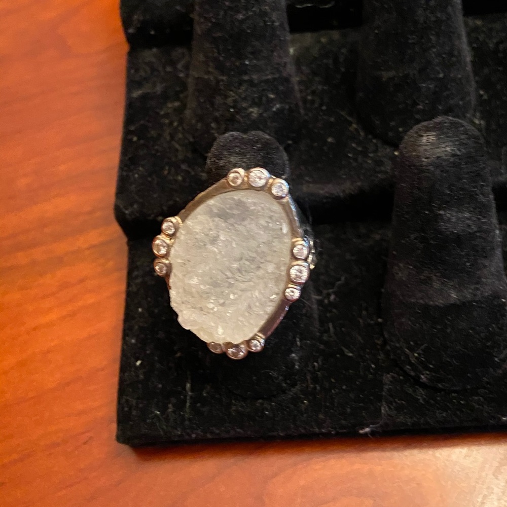 Silpada Silver white druzy cubic zirconia ring